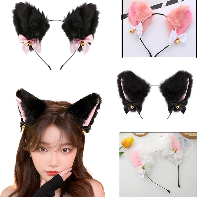 

Other Event & Party Supplies Beautiful Masquerade Halloween Cat Ears Cosplay Woman's Ear Bow Tie Bell Headwear Props Headband Hair Accessori