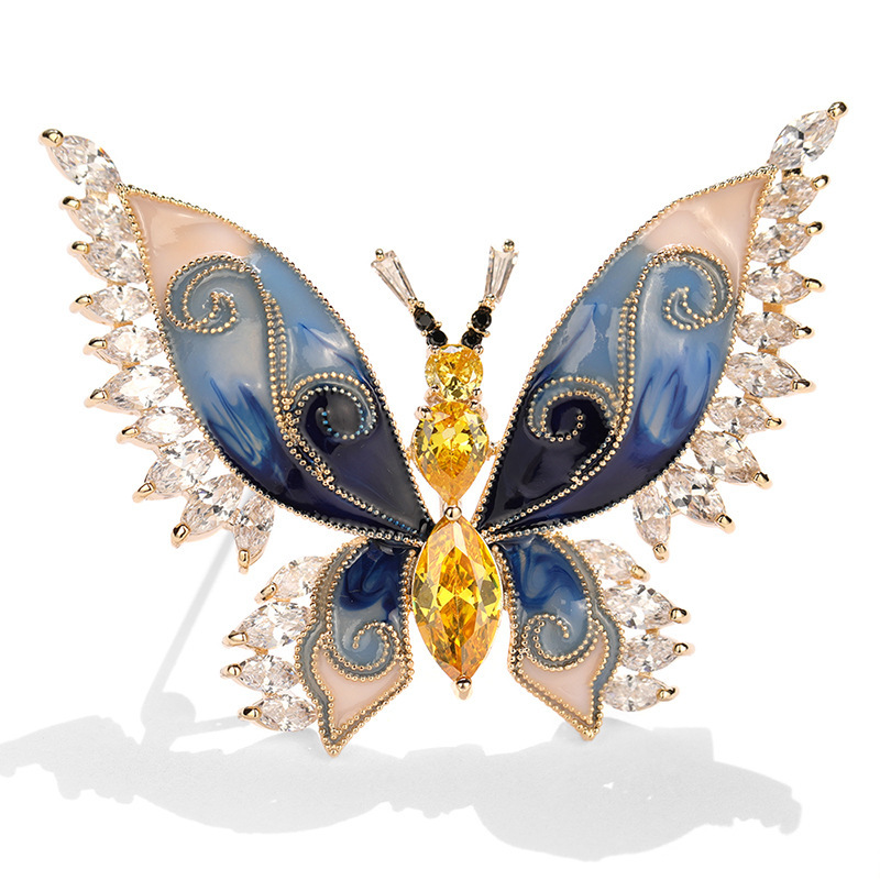 

MADALENA SARARA Cubic Zircon Butterfly Full Stone Inlaid High Quality Women Suit Jewelry Brooch