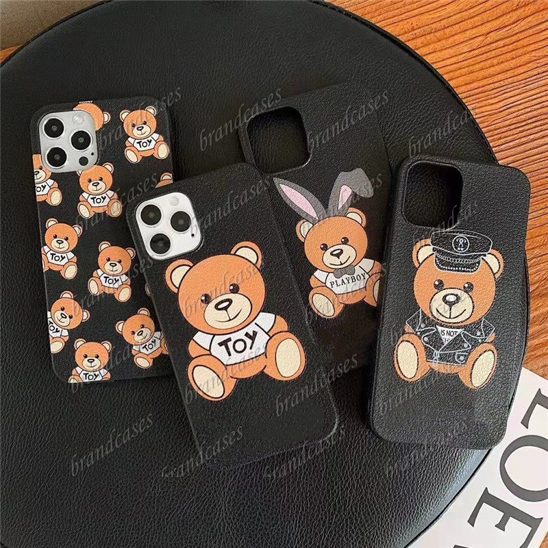 

Cartoon TOY bear soft cases for iphone 13promax 13pro 12 11pro x xsmax xr 8 7 plus 12pro leather silicone phone cover fashion coque fundas, Style 1