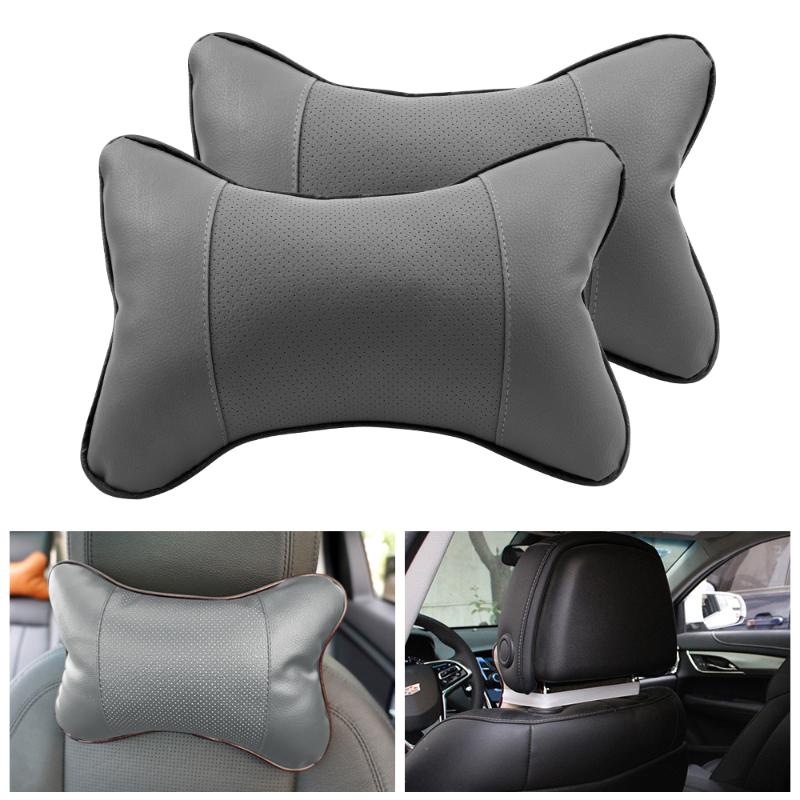

Seat Cushions 2Pcs/Pair Car Neck Pillows PVC Leather Breathable Mesh Auto Rest Headrest Cushion Pillow Accessories Interior