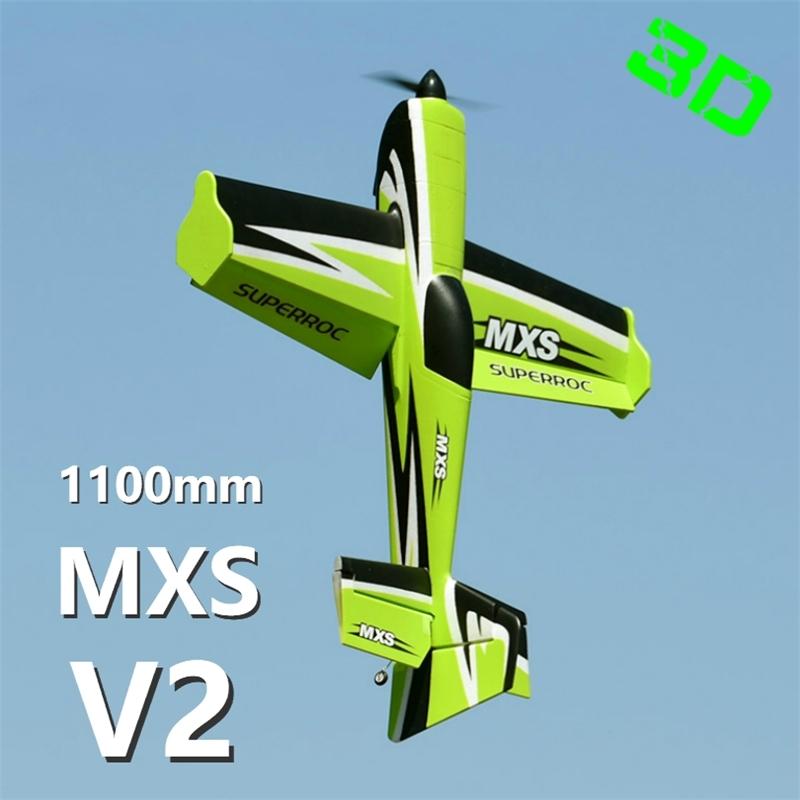 

fms 1100mm 1.1m mxs v2 green 4ch 3s durable epo aerobatic 3d pnp rc airplane radio control hobby model plane aircraft sports y200413