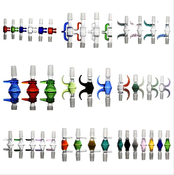 

Newest HOOKAHS 14 style 14mm bowl and 18mm glass Male Joint Handle Beautiful Slide piece smoking Accessories For Bongs
