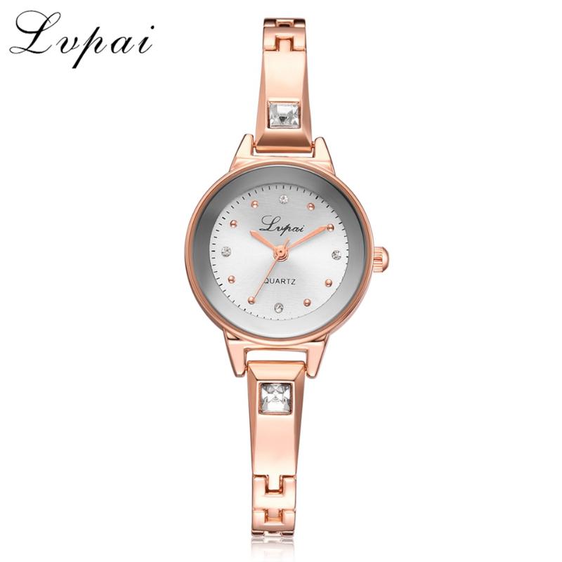 

Wristwatches Lvpai Montre Femme 2021 Luxury Diamond Pearl Scale Ladies Watch Fashion Silver Mirror Dial Simple Alloy Fine Strap Quartz Clock, Rose black