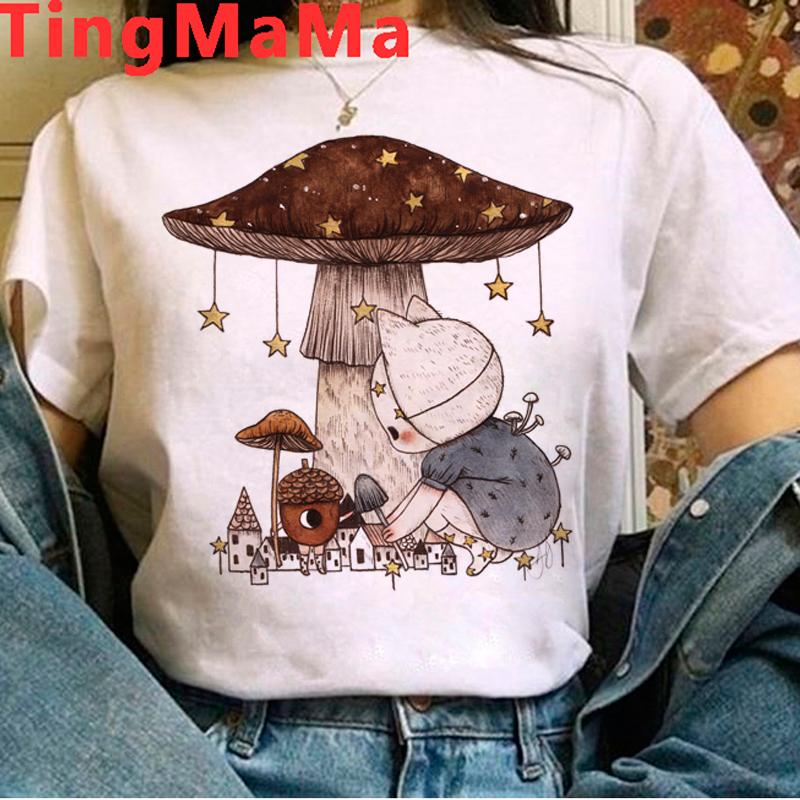 

Women's T-Shirt Kawaii Mushroom T-Shirts Women Ulzzang Grunge 90s Harajuku Cartoon Graphic Tees Casual Tops Anime Female Tshirt Unisex Ladie, 5848kkk