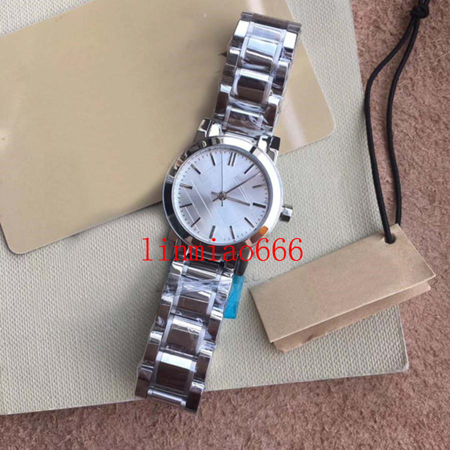 

26mm dress quartz battery womens watch watches gentle and quiet ladies wristwatches silver stainless steel bracelet index hour markers, Slivery;brown