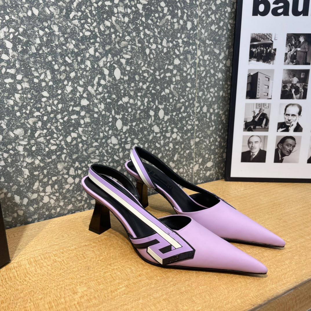 

2022 Designer Pointed Toe Slippers 7 Colors Painted High Heel Sandals Women's Spring Shoes Size 35-42, White