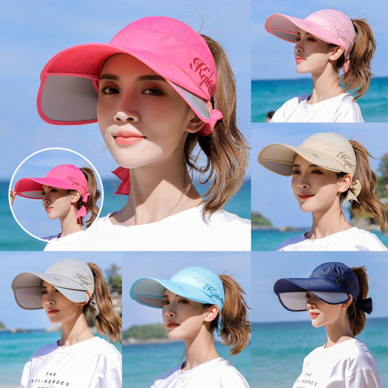 

Wide Brim Hats Feitong Women's Sun Visor Elastic Golf Hat Breathable Sweat Absorbent Cap Summer Sunscreen Sports, Blue;gray