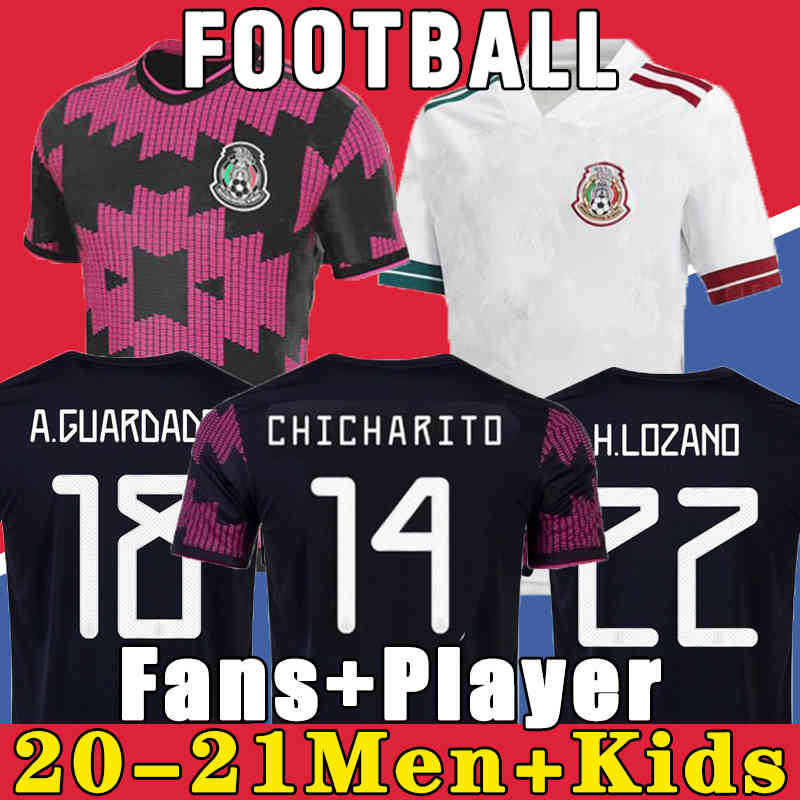 

jersey Mexico soccer home Copa america Fans Player version Camiseta 20 21 CHICHARITO LOZANO DOS SANTOS 2021 football shirt Men + Kids kit, Black