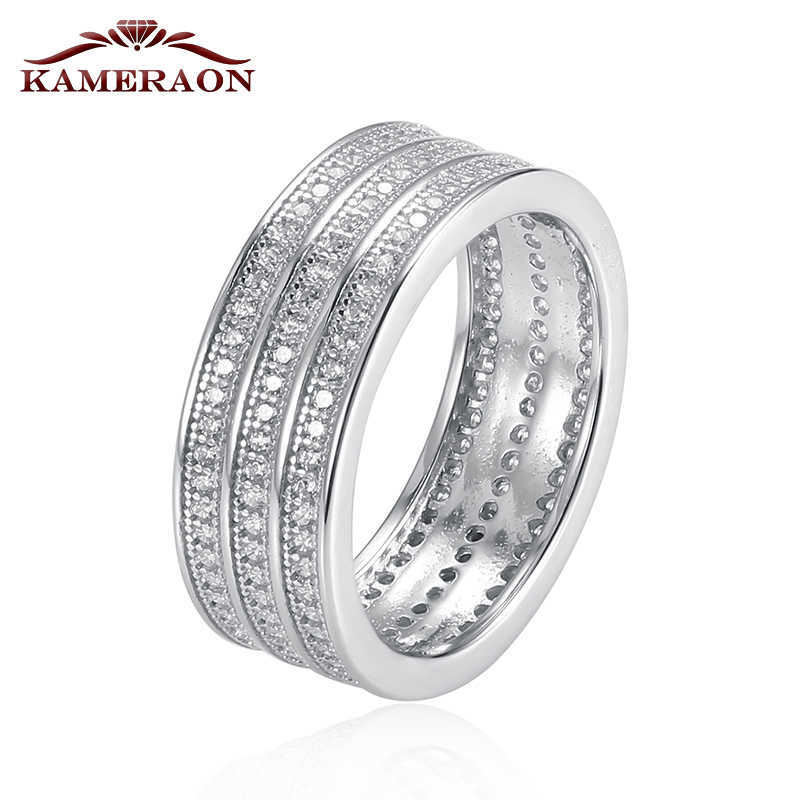 

Kameraon Sterling Silver 925 Jewelry Women's Crystal Wide Ring Shining Simulated Diamond Personality Fine Silverware Female Gift