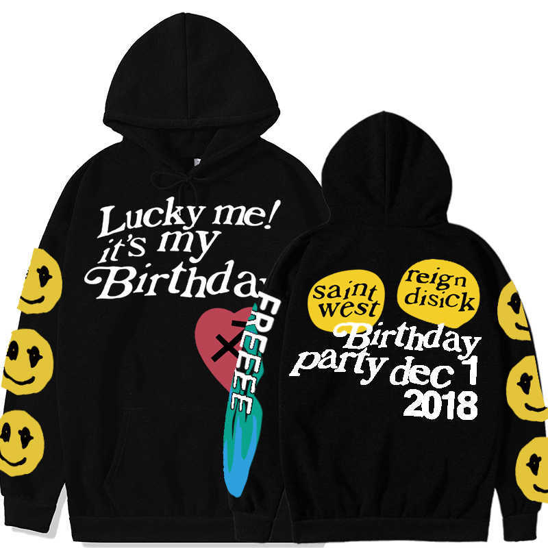 

2021 New Lucky Me its My Birthday Hoodies Oversized Sweatshirts Men/Women Popular High Street Hip Hop Hoodie Pullovers G1019, Sky blue