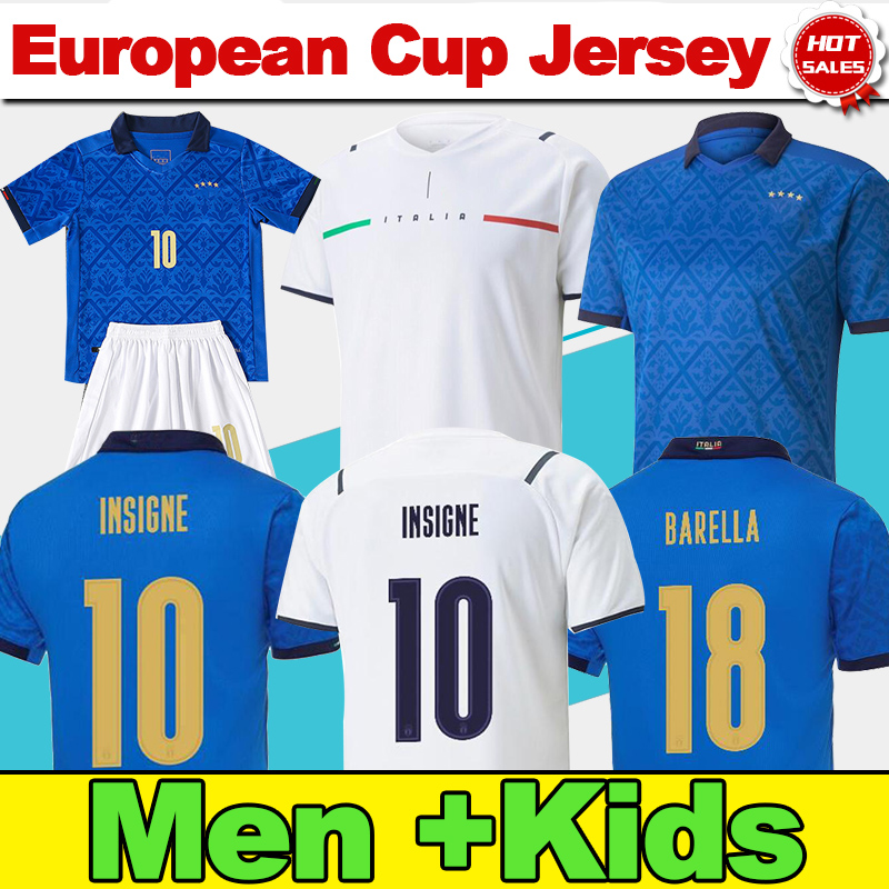 

#10 INSIGNE #17 IMMOBILE Home Blue soccer Jerseys 2021 Men Adult #19 BONUCCI #8 JORGINHO Away White Soccer Shirt 21/22 #3 CHIELLINI Football Uniforms Kids Kit, No name