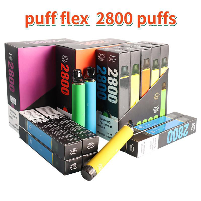 

Original Puff Flex Electronic Cigarettes starter Kits 2800 Puffs Disposable Vape Pen 1500mAh Battery 10ML Pre-Filled 14 Colors Authentic vap