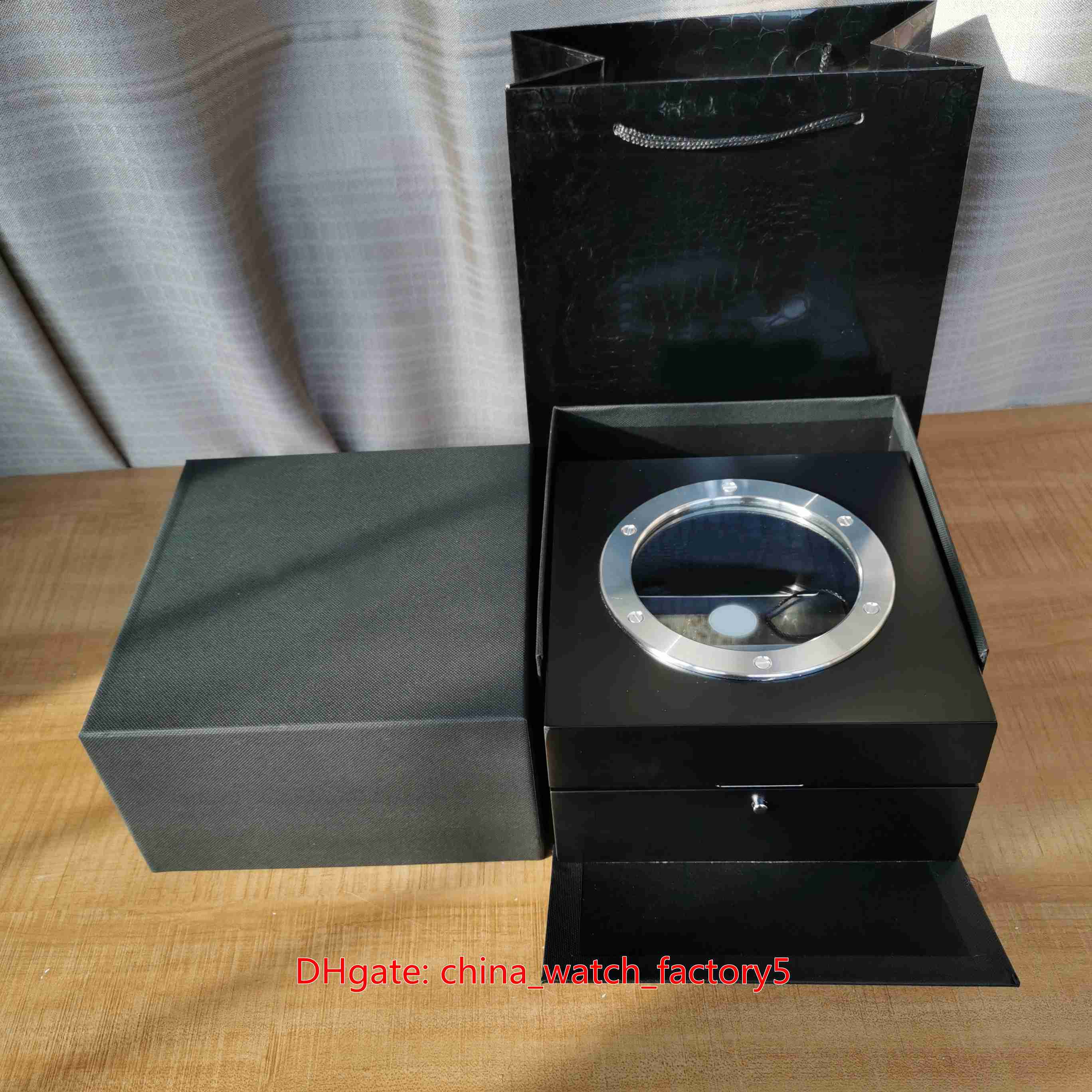 Vente chaude Top Qualité HUB Montre Boîte D'origine Papiers Carte Verre Transparent Bois Coffrets Cadeaux Sac À Main Pour King Power HUB4100 2892