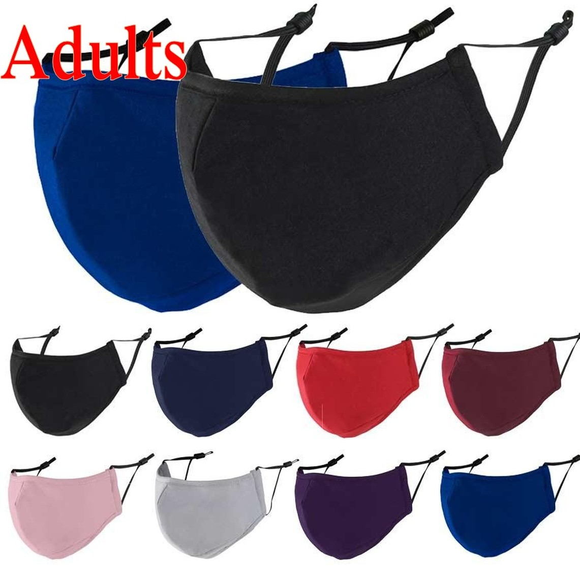 

2021 Cotton Face Mask Aducts Cotton Facemask Adjustable Straps Breathable Comfortle Mouth Muffle Eco Friendly Washable Fast Delivery gg