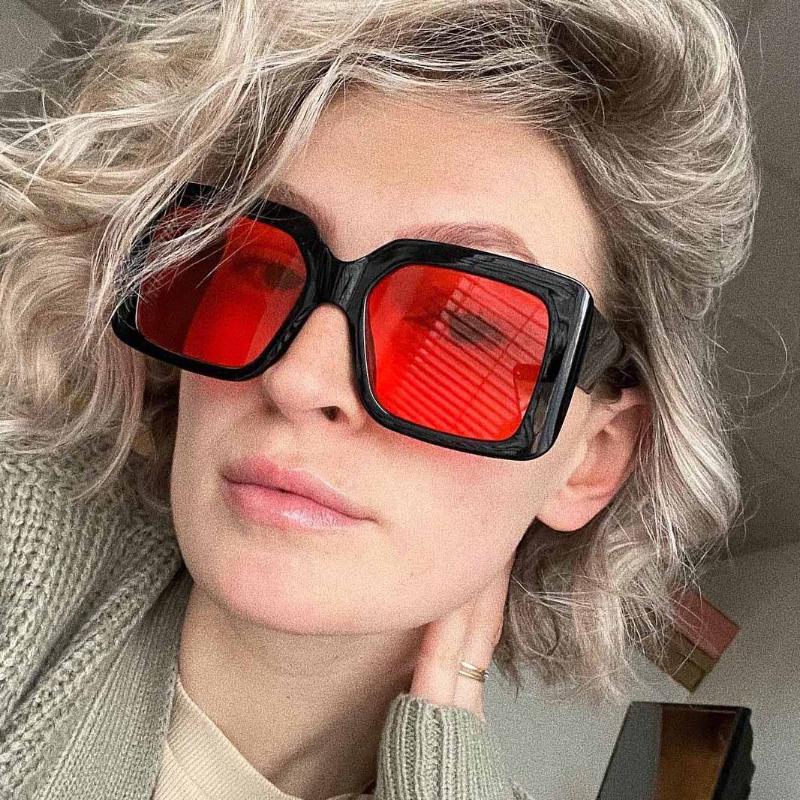 

Sunglasses Oversize Square Women Fashion Retro Gradient Sun Glasses 2021 Pink Red Big Frame Shades Vintage Eyewear UV400