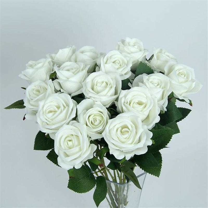 Artificial Rose One Real Touch Roses Flannel Simulated Flower for Wedding Party Home Decoration Flowers