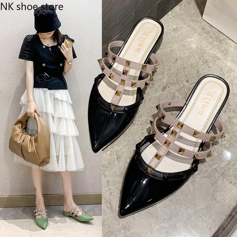 

Slippers Fashion Baotou Sandals Ladies Summer 2021 Mid-Heel Korean Style Outer Wear Roman Platform And, Black