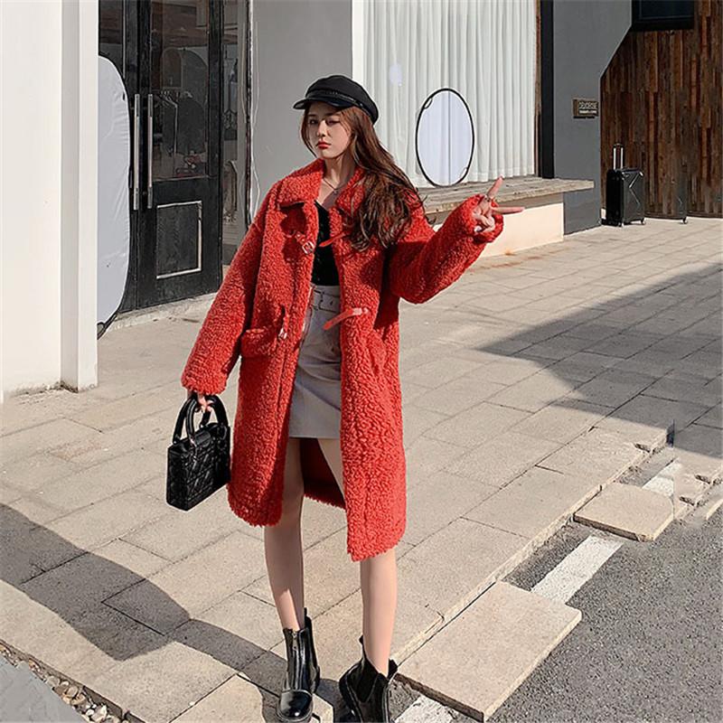 

Women' Fur & Faux Medium Length Womens Coat Teddy Wool 2021 Autumn Winter Fake Green Red Gorgeous Edgy Stylish Tops