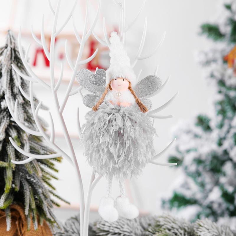 

Christmas Decorations 3pcs Tree Hanging Decor Lovely Feather Angel For Home Party (As Shown)
