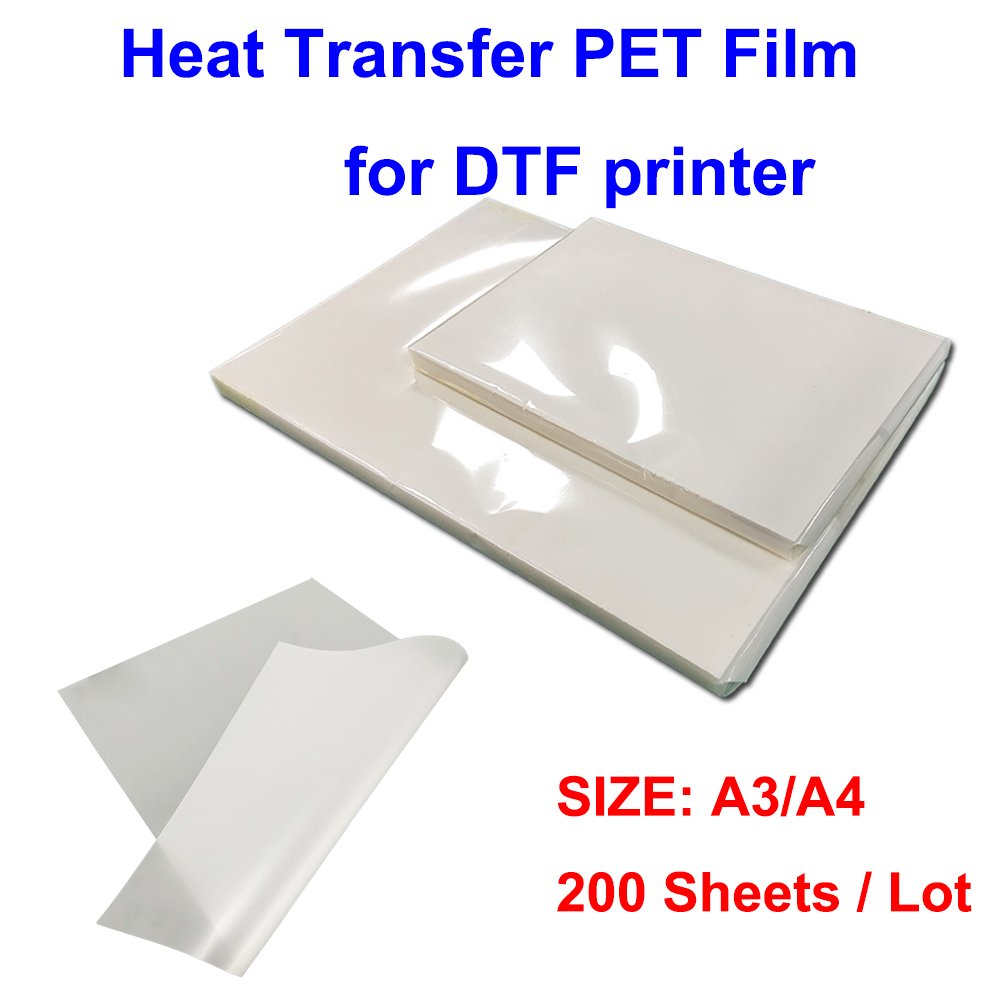 

200 sheets A3 A4 size DTF printing inkjet heat transfer PET film sheets for T shirt clothing transfer A3 A4 PET Matte fast shipping