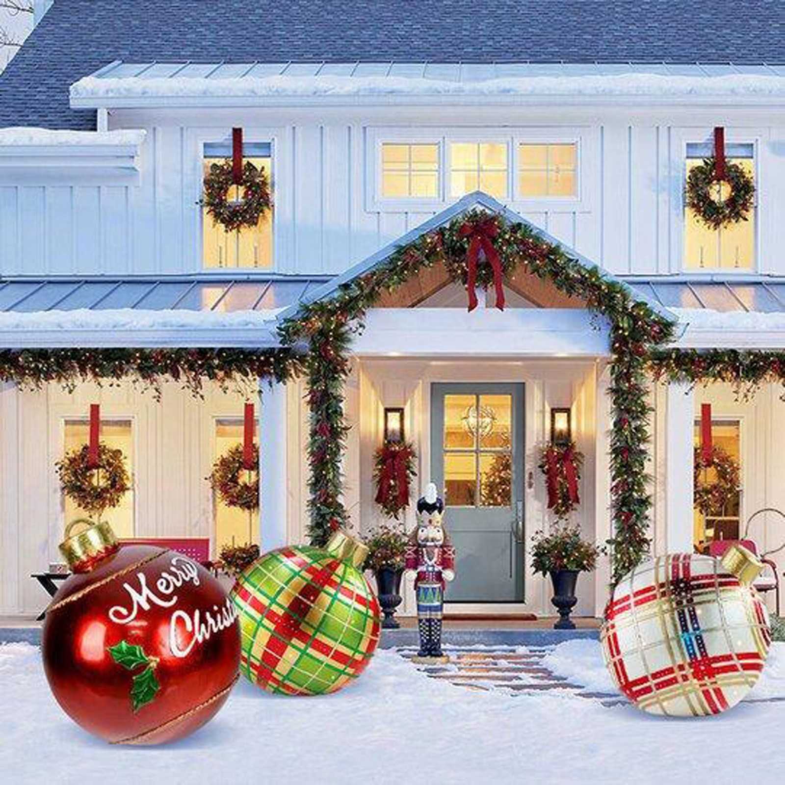 

60Cm Large Christmas Balls Outdoor Atmosphere PVC Inflatable Balls Toys For Home Garden Yard Christmas Props Xmas Decoration H1020