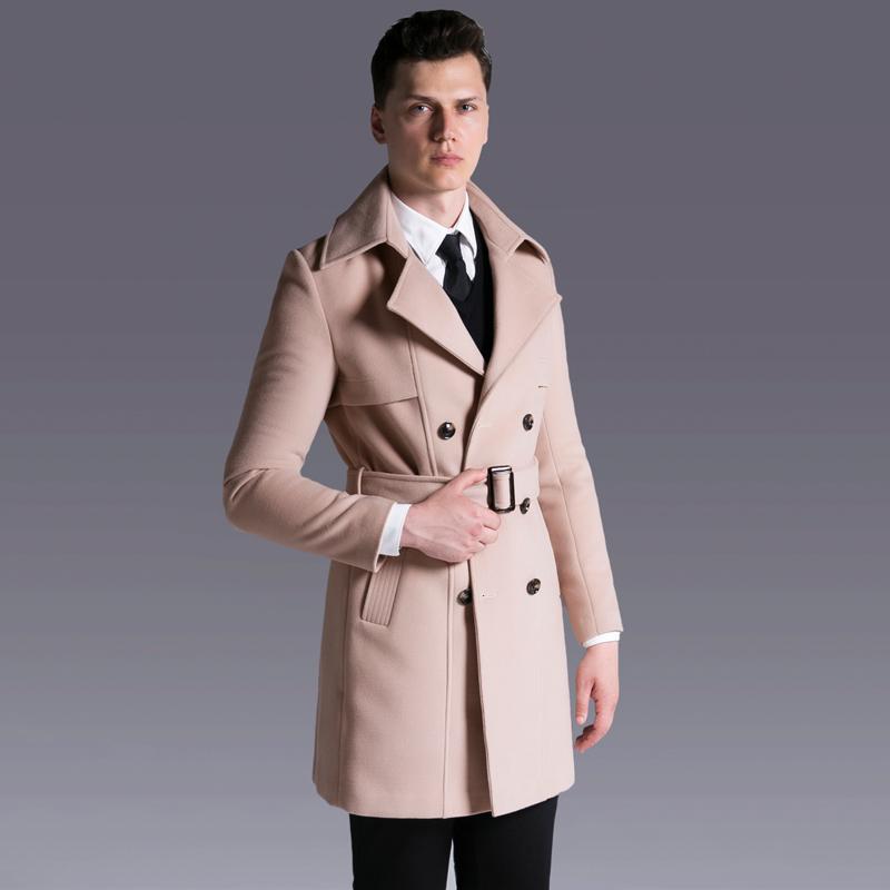 

Men's Trench Coats Wool Mens Plus Size  Luxury Double Breasted Solid Cashmere Men Autumn And Winter Long Style Man Jacket, Black