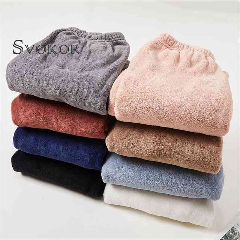 

svokor warm fleece pants womens casual home trousers coral fleece loose comfortable plush pants autumn winter female clothes, Black;white