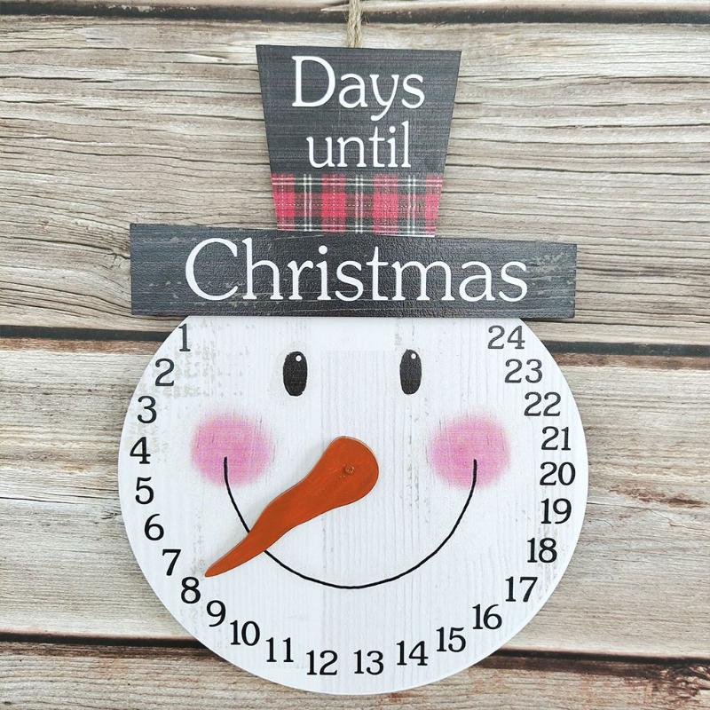

Christmas Decorations 1pc Advent Calendar Santa Claus Wooden Countdown Clock Snowman Hanging Decoration Ornaments Decor For Indoor Outdoor