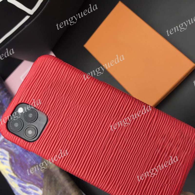 

Fashion Designer Phone Cases for iPhone 13 13pro 12 11 pro max Xs XR Xsmax 7 8 plus Top Quality Water Ripple Leather Luxury Cellphone Cover with Samsung Note20 S20 S10, Black