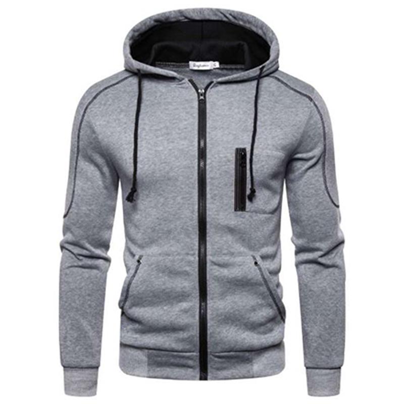

Men' Hoodies & Sweatshirts Leisure Men Solid Color Zippe Hoodie Sweatshirt Pullover Man Hoody For Male Clothing, Black