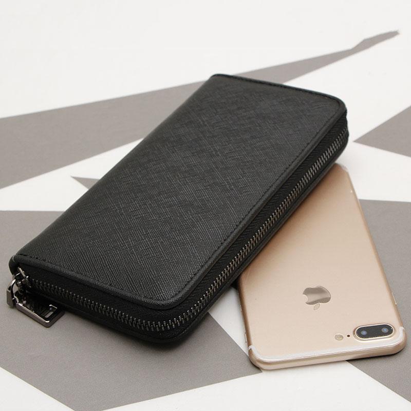 

Wallets 2021 Men's Genuine Leather Long Wallet Card Holder Cowhide Clutch Zipper Wallet., Black