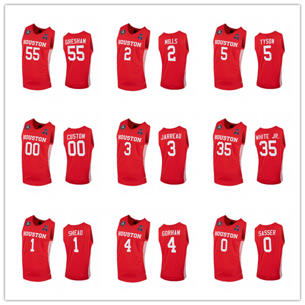 

DeJon Jarreau Tramon Mark Houston Cougars MEN 2021 March Madness Final Four 100% embroidery Jersey White Classic