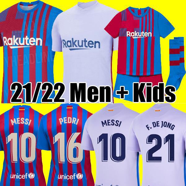 

21 22 Barcelona soccer jersey MESSI PEDRI KUN AGUERO BARCA camiseta de futbol 2021 2022 GRIEZMANN F.DE JONG Emerson Eric Maillots football shirt men + kids kit sets, 21/22 away man+lfp