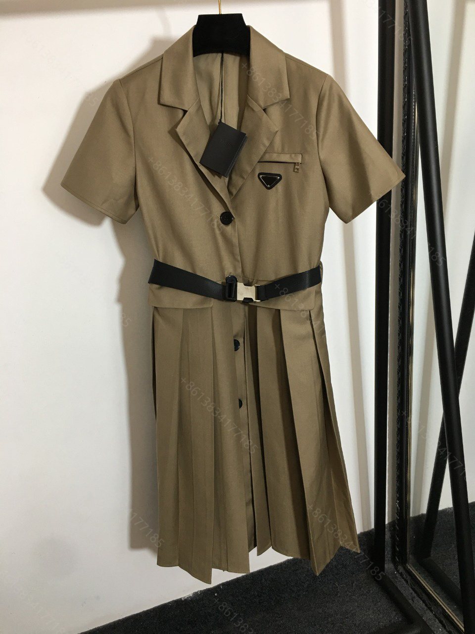 

Fashion woman midi dresses shirt latest designer clothes. Women give away belt PD brand womens casual dress logo pleated skirt high-end long sleeve tops