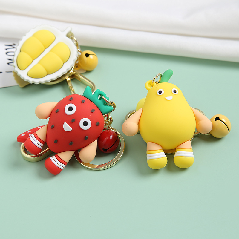 

Cute Simulated Fruit Avocado Keychain 3D Soft Resin Smiling Strawberry Keychains Couple Jewelry Women Fashion Christmas Small Gift