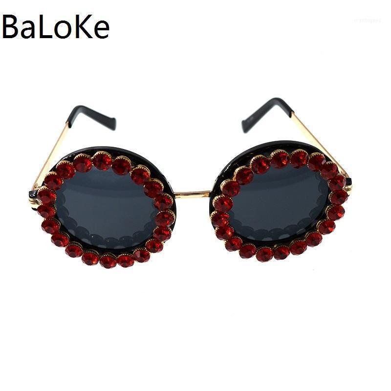 

Sunglasses Round Crystal Red For Women Big Frame Fashion Brand Designer Eyewear Shades Party&Birthday Gifts1