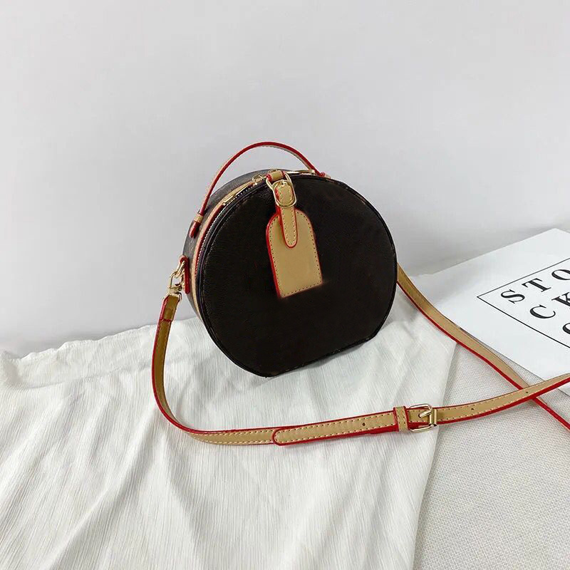 

Womens luxurys designers bags 2021 Handbags purses Shoulder Crossbody Bucket women Original Brand Fashion real genuine Leather top quality round circle brown, No bag