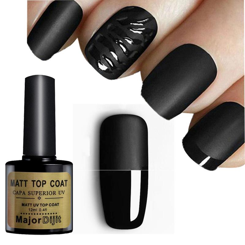 

Nail Polish 12ml/1Bottle Black Matte MaTop Coat Lusterless Art Dull Manicure Gel UV LED Nagellak