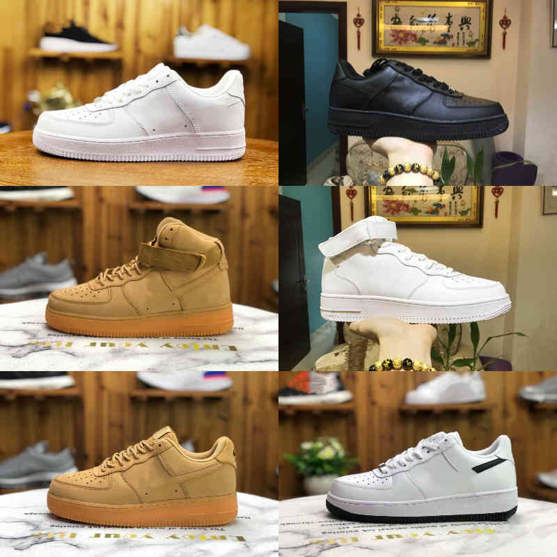 

Wholesale 2022 New Designers Outdoor FORCES Men Low Skateboard Shoes Cheap One Unisex 1 Knit Euro Airs High Women All White Black Wheat Trai