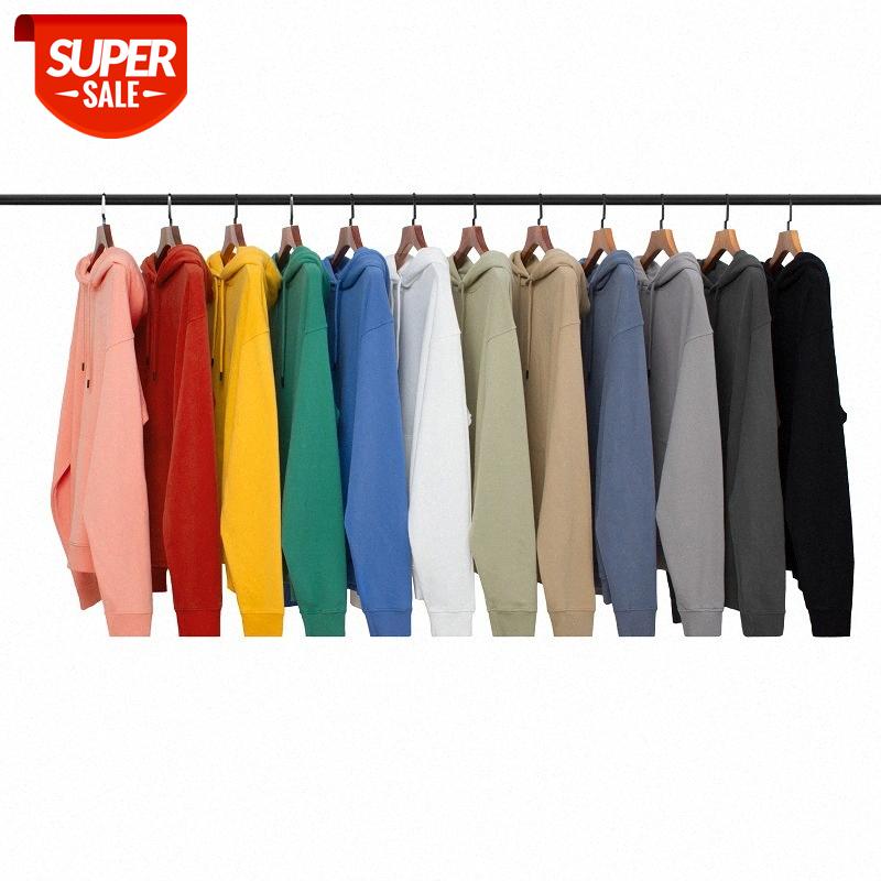 

INS hip-hop OVERSIZE loose shoulders solid color terry cloth hooded sweater jacket men #Lr8a, Black