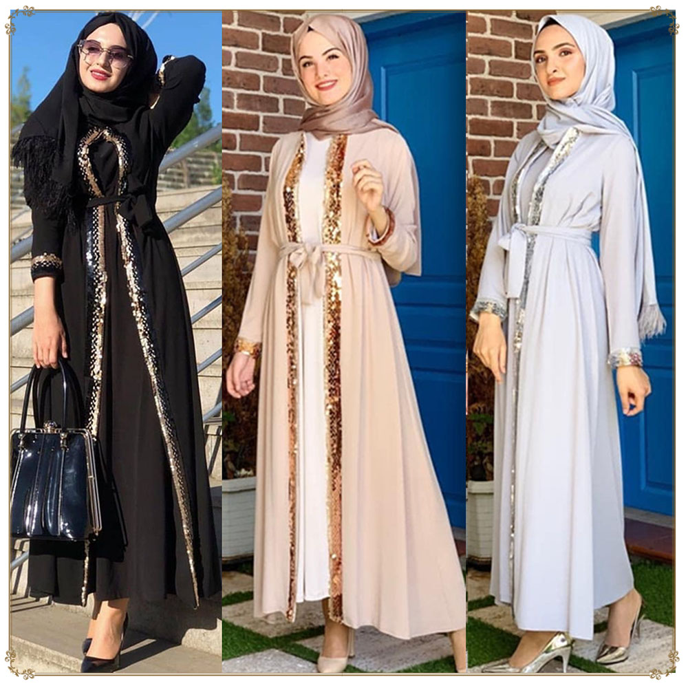 

Ramadan Eid Mubarek Dubai Abaya Kimono Cardigan Hijab Muslim Dress Women Kaftan Islamic Clothing Robe Longue Femme Ete Musulmane