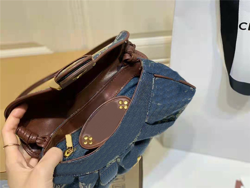 

Vintage Designer Pin Buckle Denim Baguette Bags Leather Patchwork Arco di Trionfo Printing Underarm Bag Fashion One Strap Shoulder Handbags Fasmous Wallets Purse, Yellow