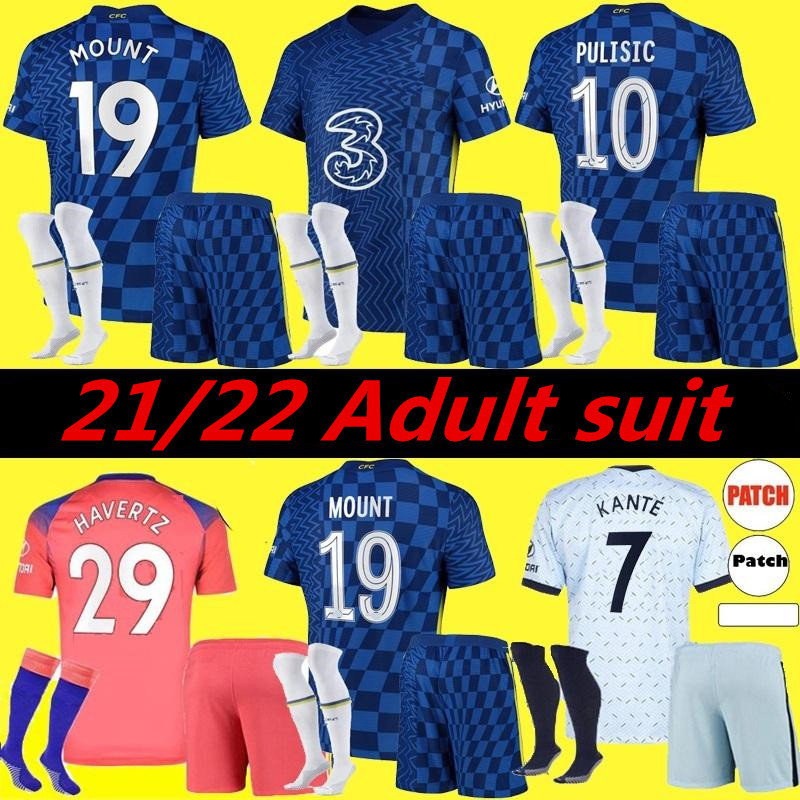 

2021 2022 PULISIC soccer jersey 20 21 22 ZIYECH HAVERTZ KANTE WERNER ABRAHAM CHILWELL MOUNT JORGINHO GIROUD T.SILVA football shirt Adult suit, 20/21 home