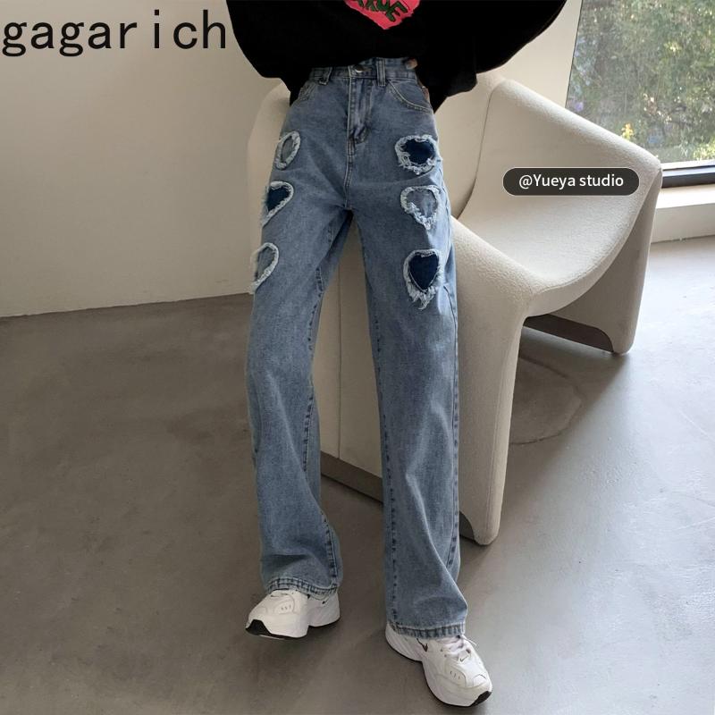 

Women' Pants & Capris Gagarich Chic Jeans 2021 Autumn Korean Temperament All-match High-Waisted Stitching Love Wide-Leg Straight Slimming D, Blue