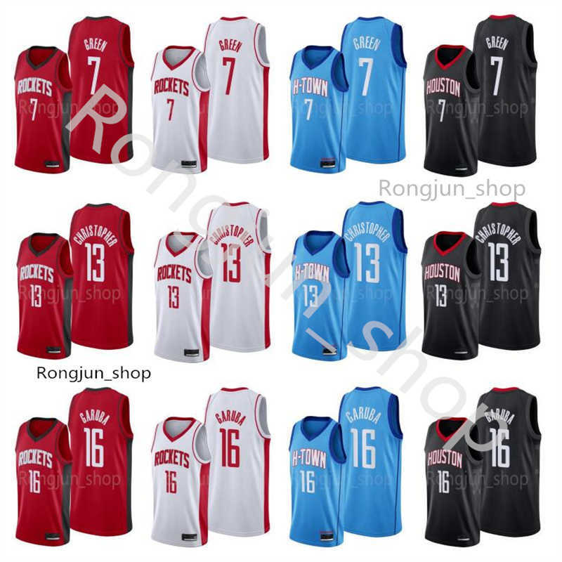 

2021 Draft Picks Screen Print Basketball Jerseys Jalen Green 7 Usman Garuba 16 Josh Christopher 13 Blue Black Red White High Quality, As picture