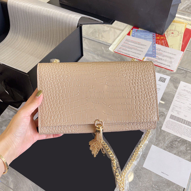 

21/22Ss F/W Kate Chain And Tassel Bag In Textured Leather Alligator Calfskin High Quality 7A+ Fashion France/Italy Women Famous Luxury Designer Cosmetic Handbags 25CM, Box