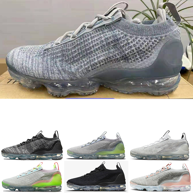 

Mens Womens 2021 FK fly Cushion Running Shoes Triple Black Runners Dark Grey Pure Platinum knit designer woman Sports Sneakers Trainers Size 36-45, Eur 36-45 black white