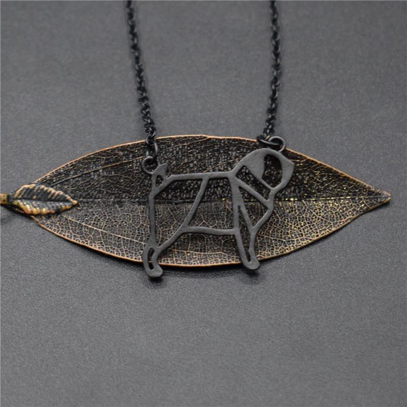 

Pendant Necklaces 4 Colors Origami Pug Necklace Silver Color Gold Standing Women Jewellery