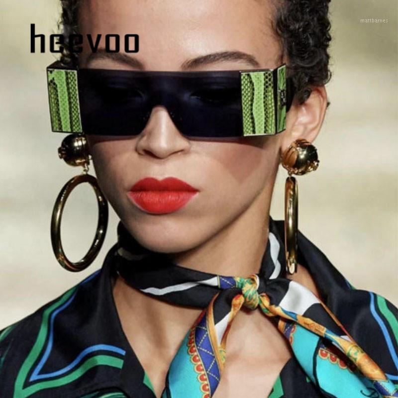 

Sunglasses Personality Rectangle Women Brand Designer One Piece Luxury Square Sun Glasses Men Snakeskin Pattern Goggles