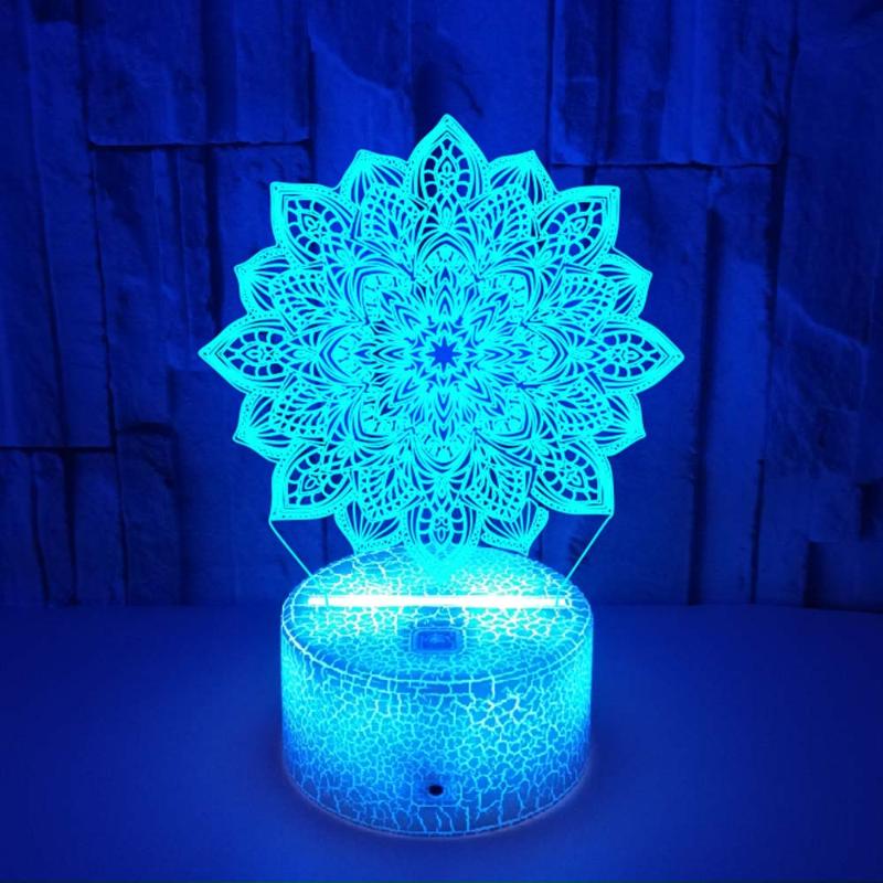 

Night Lights 3D LED Light 7 Colors Changing Acrylic Flower Remote Touch USB Table Lamp For Kids Gift Home Bedroom Decor